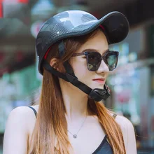 Carbon Fiber Look Baseball Cap Helmet Personality Halley Cruising Motorcycle Half Helmet Cool Punk Riding Sports Helmet Unisex