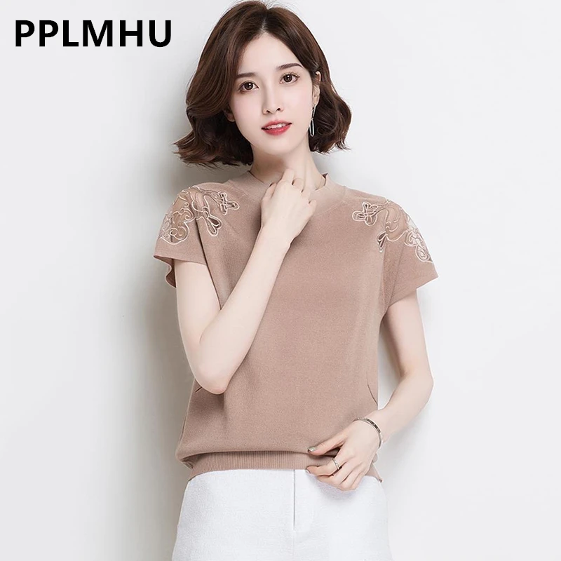 Summer Lace Hollow Out Knitted T-shirt Women Casual Elegant Short Sleeve Tops Fashion Chic Pullover Tee Basic Knitwear Tshirts
Summer Lace Hollow Out Knitted T-shirt Women Casual Elegant Short Sleeve Tops Fashion Chic Pullover Tee Basic Knitwear Tshirts