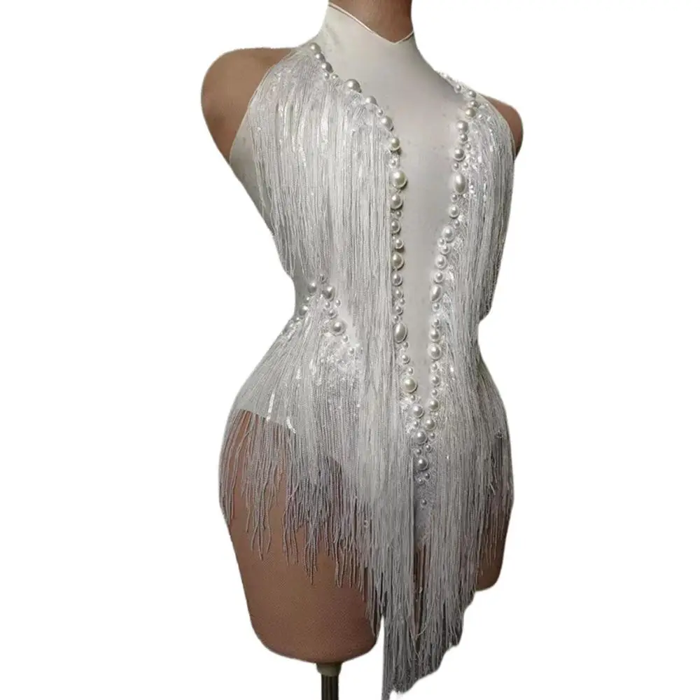 Sparkly White Sequins Fringes Leotard Sexy Tassel Bodysuit Dance Costume One-piece Stage Wear Dancer Performance Show Costume
Sparkly White Sequins Fringes Leotard Sexy Tassel Bodysuit Dance Costume One-piece Stage Wear Dancer Performance Show Costume