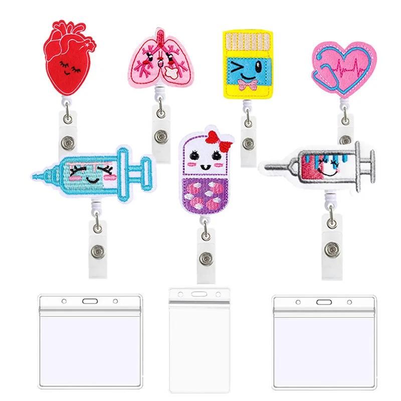 1PCS Nurses Doctors Name Badge Reel ID Holders Chest Tag Clip Flet Embroidery Retractable Syringe Heart Work Pass Card Clip Reel
1PCS Nurses Doctors Name Badge Reel ID Holders Chest Tag Clip Flet Embroidery Retractable Syringe Heart Work Pass Card Clip Reel
