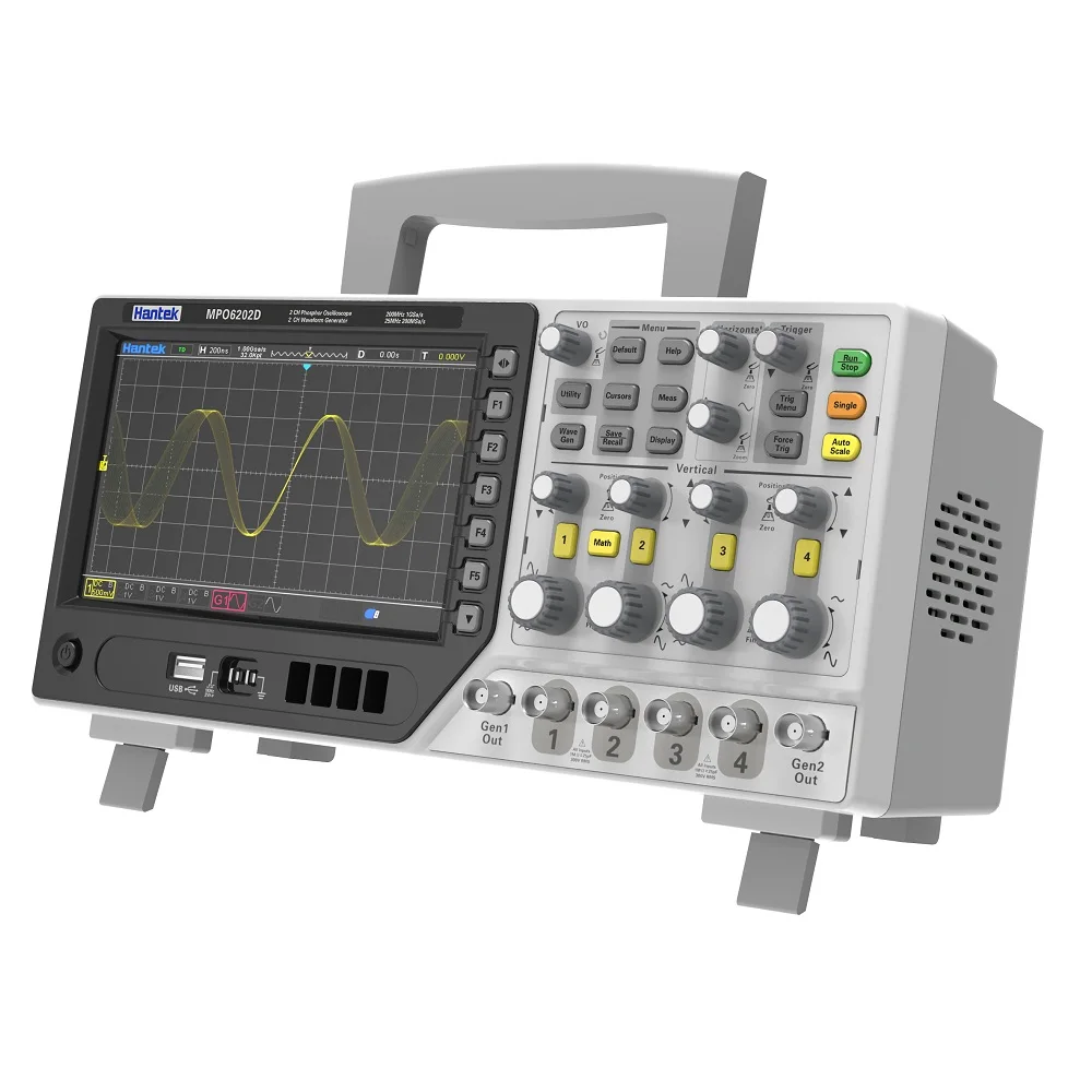 

Hantek DPO6204C Portable Digital Oscilloscope 4 Channel 200MHz 1GS/s 6 In 1 Logic Analyzer Waveform Generator 7 Inch TFT Screen