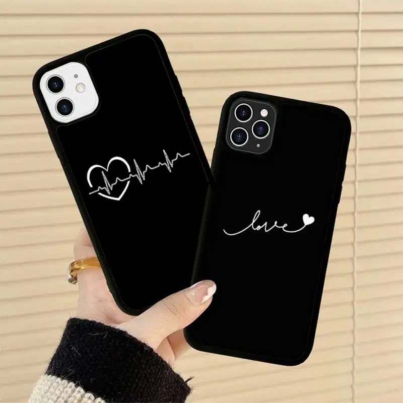 

Abstract Art Line Love Heart Pattern Phone Case Silicone PC+TPU Case for iPhone 11 12 13 Pro Max 8 7 6 Plus X SE XR Hard Fundas