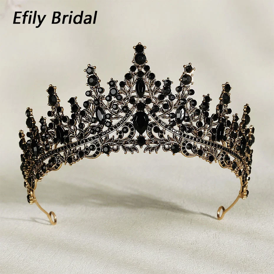 Efily Baroque Vintage Black Rhinestone Crown Tiara Crystal Wedding Hair Accessories Women Headband Queen Princess Head Jewelry
Efily Baroque Vintage Black Rhinestone Crown Tiara Crystal Wedding Hair Accessories Women Headband Queen Princess Head Jewelry