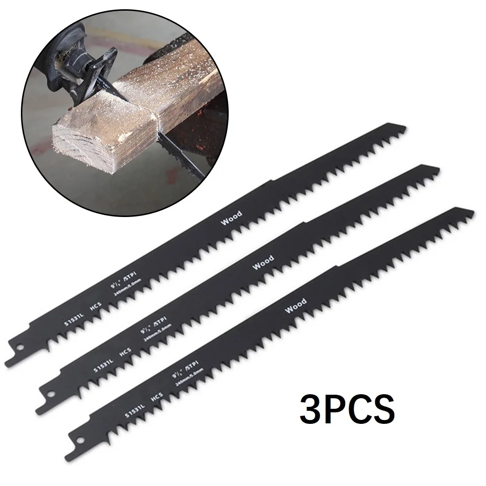 3Pcs Reciprocating Saw Blade 240mm S1531L S644D HCS Wear Resistance Saw Blades For Wood Tree Cutting Purning Graden Green Worker
3Pcs Reciprocating Saw Blade 240mm S1531L S644D HCS Wear Resistance Saw Blades For Wood Tree Cutting Purning Graden Green Worker