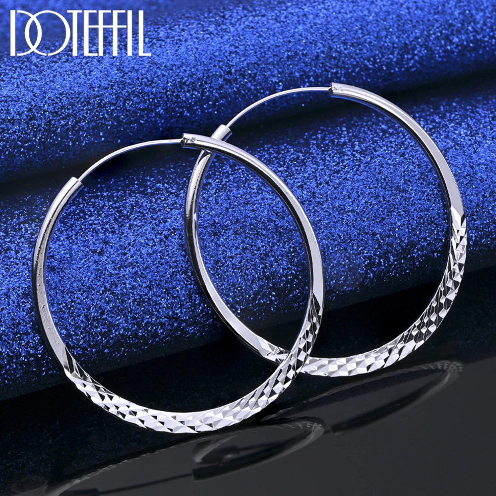 DOTEFFIL 925 Sterling Silver 40/45/50mm Round Circle Hoop Earrings For Women Wedding Engagement Party Jewelry
DOTEFFIL 925 Sterling Silver 40/45/50mm Round Circle Hoop Earrings For Women Wedding Engagement Party Jewelry