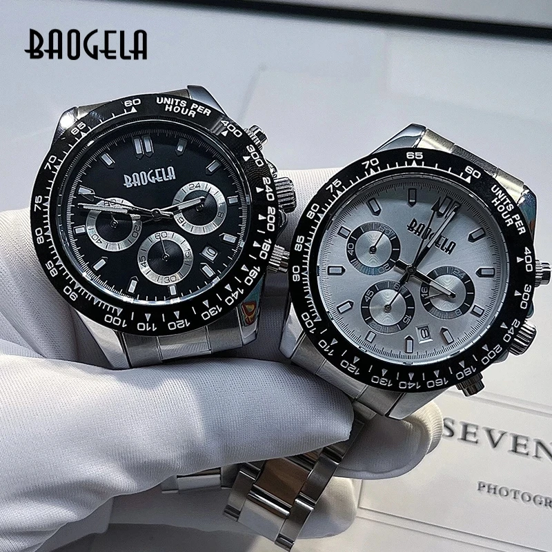 

BAOGELA 2023New luxury Montre-bracelet à Quartz pour hommes d'affaires chronographe en acier inoxydable, étanche,lumineuse 2210