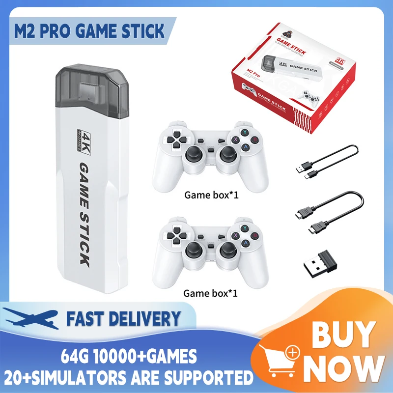 M2 Pro Game Stick 4K 10000 Games Retro Nostalgic Game Console HDMI Output 2.4G Dual Wireless Handle Video Game Sticks 4k Console
M2 Pro Game Stick 4K 10000 Games Retro Nostalgic Game Console HDMI Output 2.4G Dual Wireless Handle Video Game Sticks 4k Console