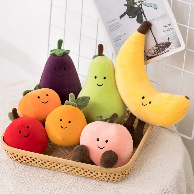 

Cartoon Pear Peach Plush Toys Home Decor Soft Cute Eggplant Banana Cute Food Stuffed Pillow Doll For Girls Kids Birthday Gifts