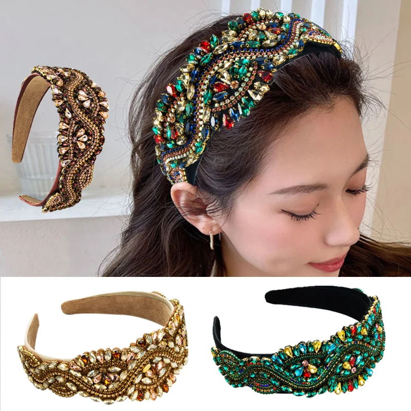 Обруч для волос с блестящими широкими полями, роскошная повязка на голову в стиле барокко, с супер блестящими камнями, модные аксессуары для волос с вышивкой «сделай сам»
Обруч для волос с блестящими широкими полями, роскошная повязка на голову в стиле барокко, с супер блестящими камнями, модные аксессуары для волос с вышивкой «сделай сам»