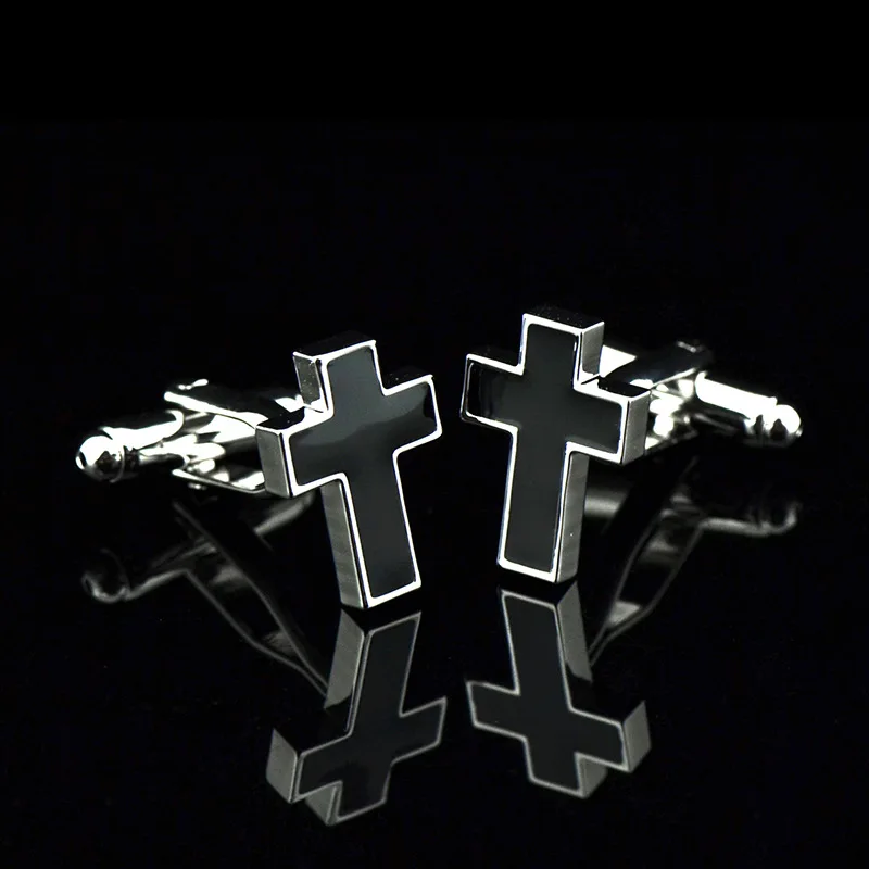 JHSL Brand Fashion Men's Jewelry Silver Color Copper Black Enamel Men Christian Cross Cufflinks
JHSL Brand Fashion Men's Jewelry Silver Color Copper Black Enamel Men Christian Cross Cufflinks