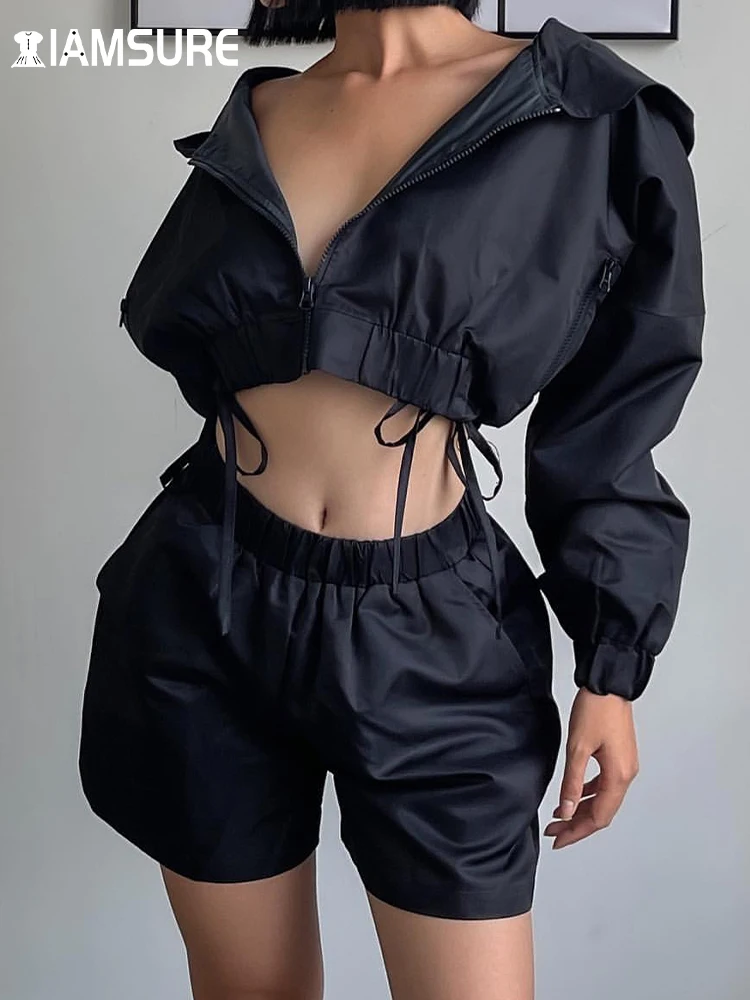 IAMSURE Casual Basic Solid Shorts Set Women Streetwear 2 Piece Sets Hooded Long Sleeve Zipper-Up Cropped Coat Mid-Waisted Shorts
IAMSURE Casual Basic Solid Shorts Set Women Streetwear 2 Piece Sets Hooded Long Sleeve Zipper-Up Cropped Coat Mid-Waisted Shorts