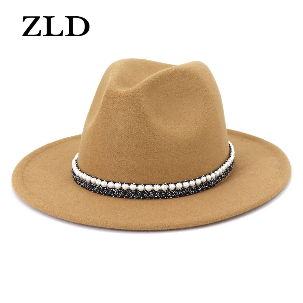 ZLD Women's New Pearl Big Brimmed Hat Woolen Jazz Hat Korean Version Style Fashion Cap Wide Brim Hat Fedora Hats for Women
ZLD Women's New Pearl Big Brimmed Hat Woolen Jazz Hat Korean Version Style Fashion Cap Wide Brim Hat Fedora Hats for Women