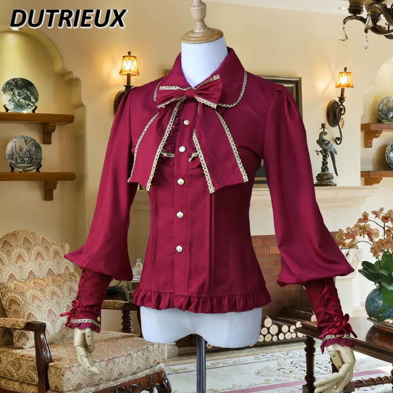 Spring Autumn Lolita Vintage Lace Bow Chiffon Innerwear Shirt Lantern Long Sleeve Slimming Tops Women's All-Matching Blouse
Spring Autumn Lolita Vintage Lace Bow Chiffon Innerwear Shirt Lantern Long Sleeve Slimming Tops Women's All-Matching Blouse