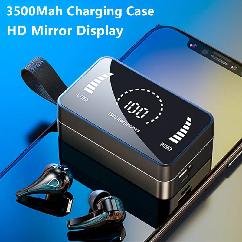 TWS беспроводные наушники 3500 мАч зарядный чехол Bluetooth 5,0 наушники HD зеркальный дисплей IPX7 водонепроницаемые стереонаушники для телефона
TWS беспроводные наушники 3500 мАч зарядный чехол Bluetooth 5,0 наушники HD зеркальный дисплей IPX7 водонепроницаемые стереонаушники для телефона