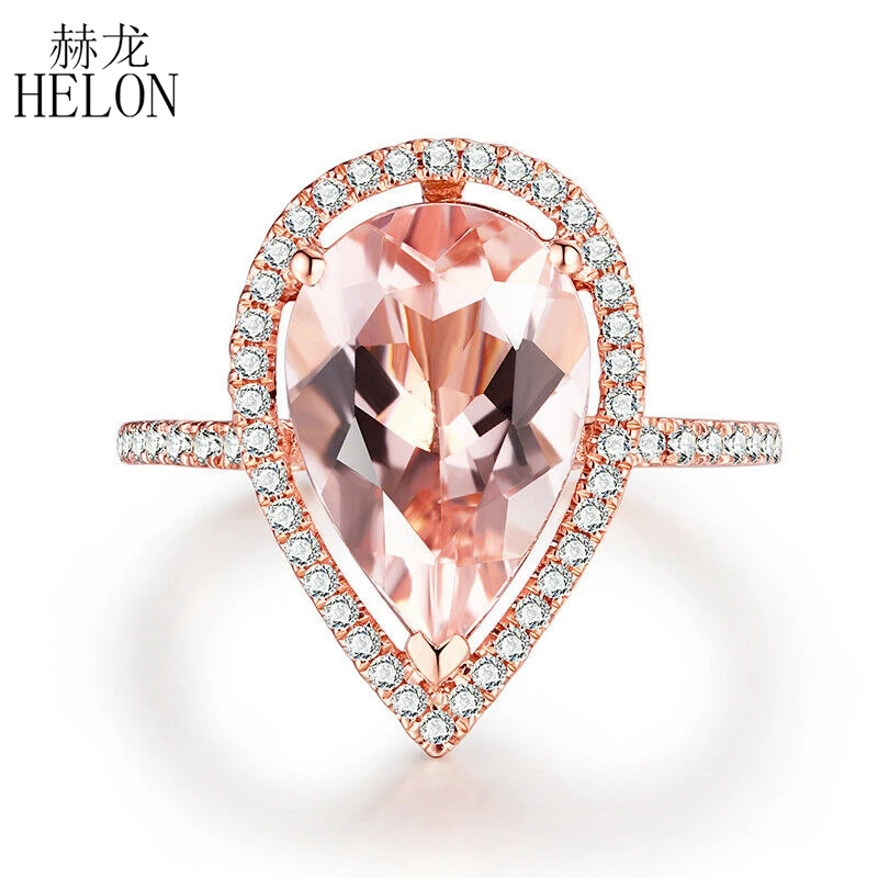 HELON Morganite Ring Solid 14k Rose Gold Lab Grown Moissanite Diamond Engagement Ring For Women Dreamlike Glamorous Fine Jewelry
HELON Morganite Ring Solid 14k Rose Gold Lab Grown Moissanite Diamond Engagement Ring For Women Dreamlike Glamorous Fine Jewelry