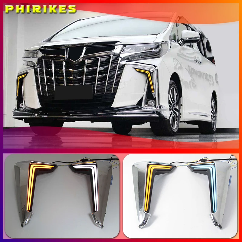 Дневные ходовые огни для Toyota Alphard 2018 2019, дневные противотуманные фары, светодиодные дневные ходовые огни с функцией поворота, 2 шт. 
Дневные ходовые огни для Toyota Alphard 2018 2019, дневные противотуманные фары, светодиодные дневные ходовые огни с функцией поворота, 2 шт.