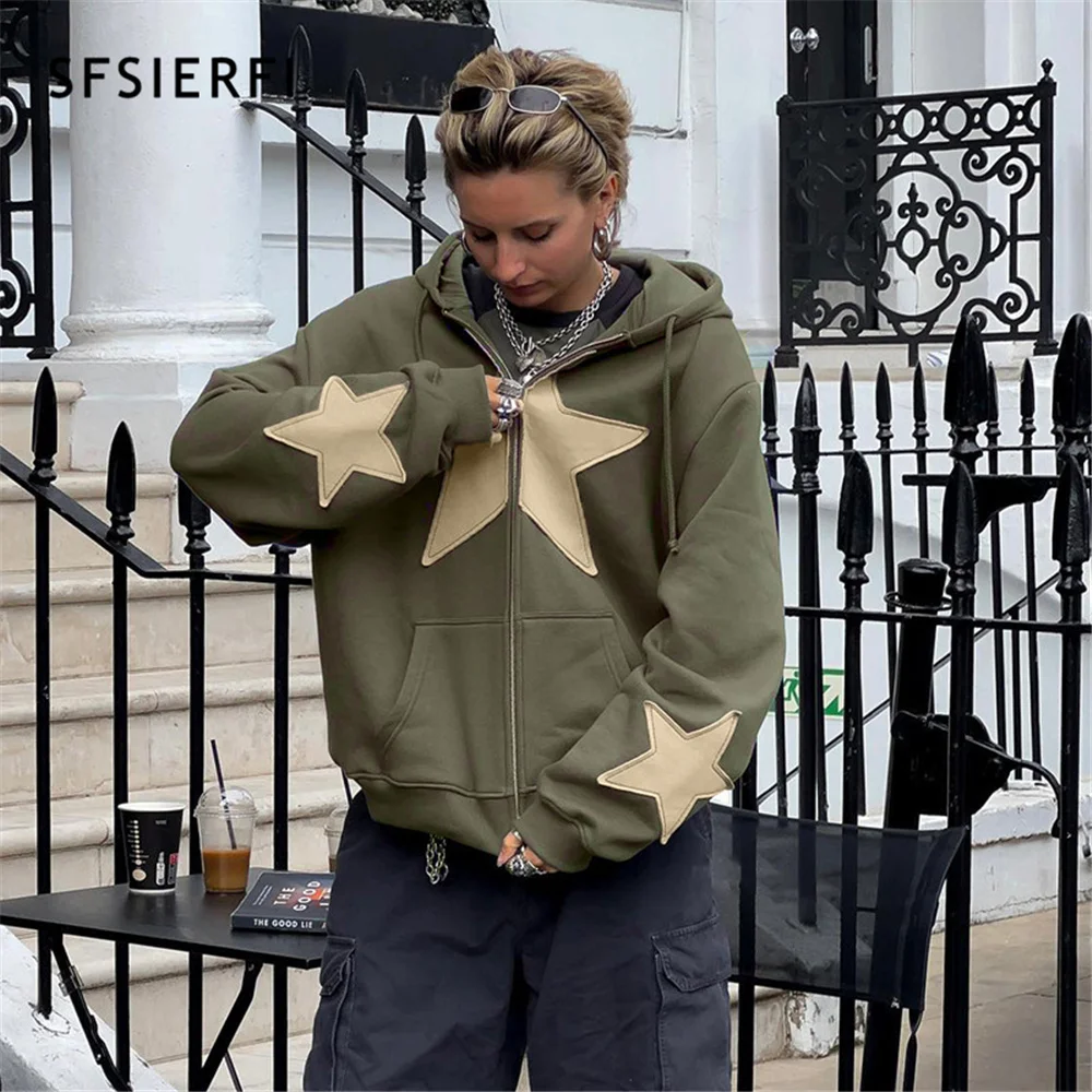 SFSIERFI Autumn Y2k Star Stitched Hoodies Sweatshirts Women Loose Long Sleeve Zip Up Oversized Coat Casual Harajuk Grunge Outfit
SFSIERFI Autumn Y2k Star Stitched Hoodies Sweatshirts Women Loose Long Sleeve Zip Up Oversized Coat Casual Harajuk Grunge Outfit