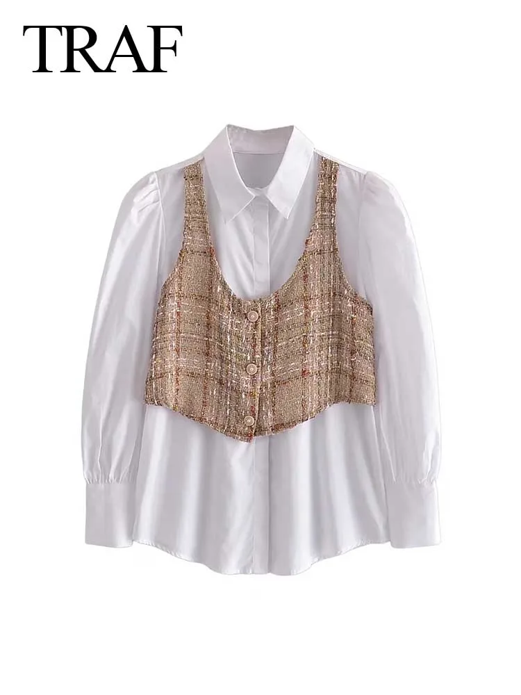 TRAF 2022 Women's Vest Plus Shirt Casual Long Sleeve Single Breasted Knit Vest Lapel Loose Street Shirt College Trend Clothing
TRAF 2022 Women's Vest Plus Shirt Casual Long Sleeve Single Breasted Knit Vest Lapel Loose Street Shirt College Trend Clothing