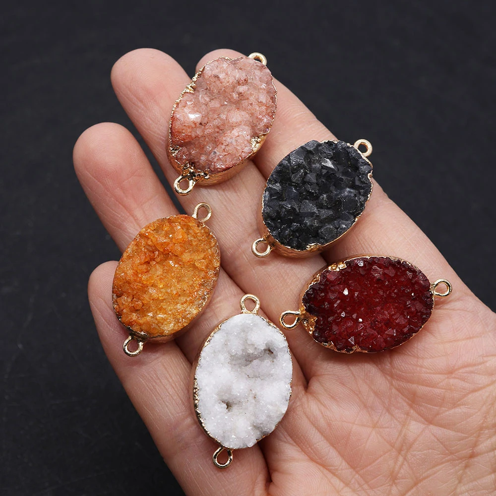 Natural Druzy Stone Egg-shaped Pendants Connector Gold Color Plated Edge Drusy Crystal Jewelry Making Necklace Geode Charms 1pcs
Natural Druzy Stone Egg-shaped Pendants Connector Gold Color Plated Edge Drusy Crystal Jewelry Making Necklace Geode Charms 1pcs