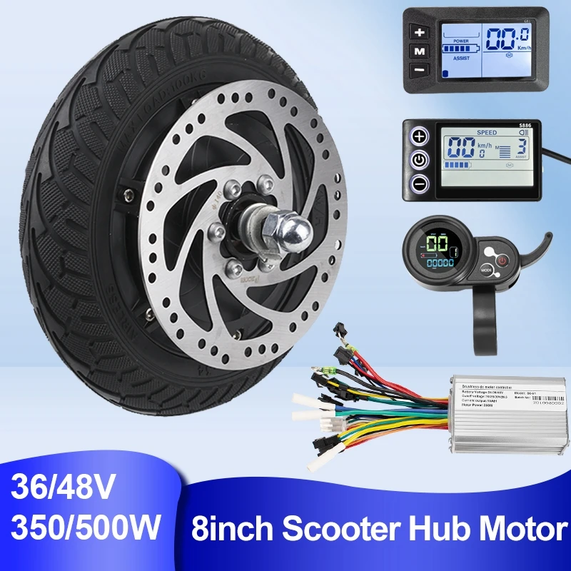 

8inch Scooter Hub Motor 36V 48V 500W 350W Brushless Controller with Display for Electric Scooter Motor Kit Accessories
