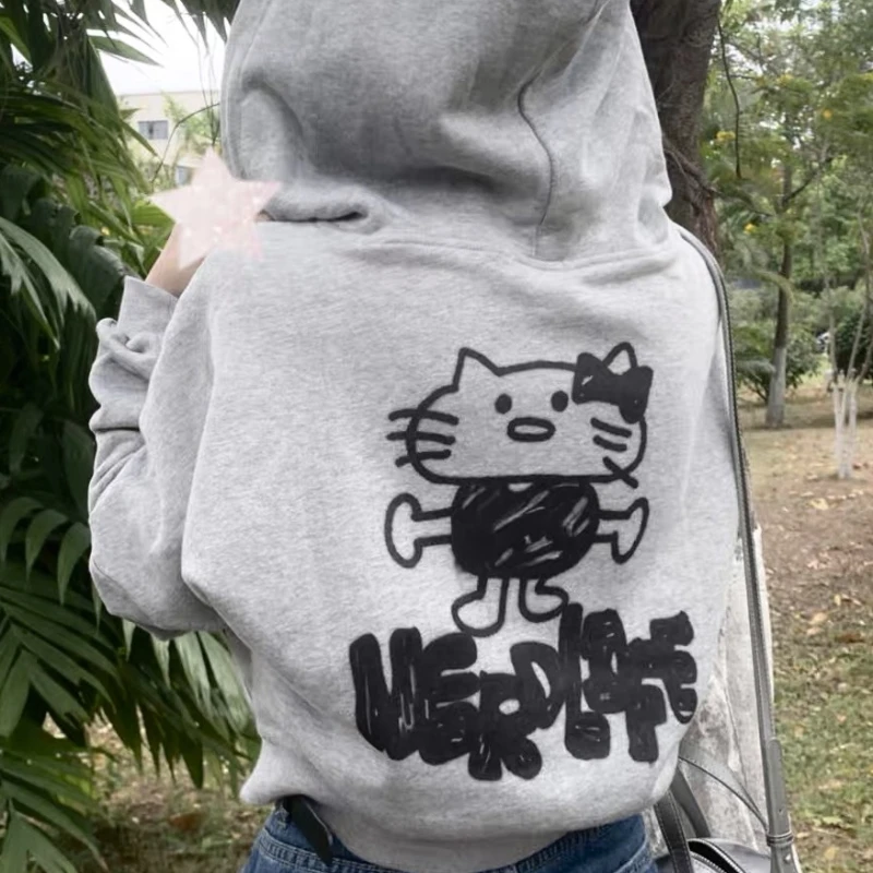 Kawaii Sanrio Hello Kitty Women's Hooded Sweatshirt Spring Autumn Thin Section Hooded Jacket Girls Short Y2K Top Girls Gift 
Kawaii Sanrio Hello Kitty Women's Hooded Sweatshirt Spring Autumn Thin Section Hooded Jacket Girls Short Y2K Top Girls Gift