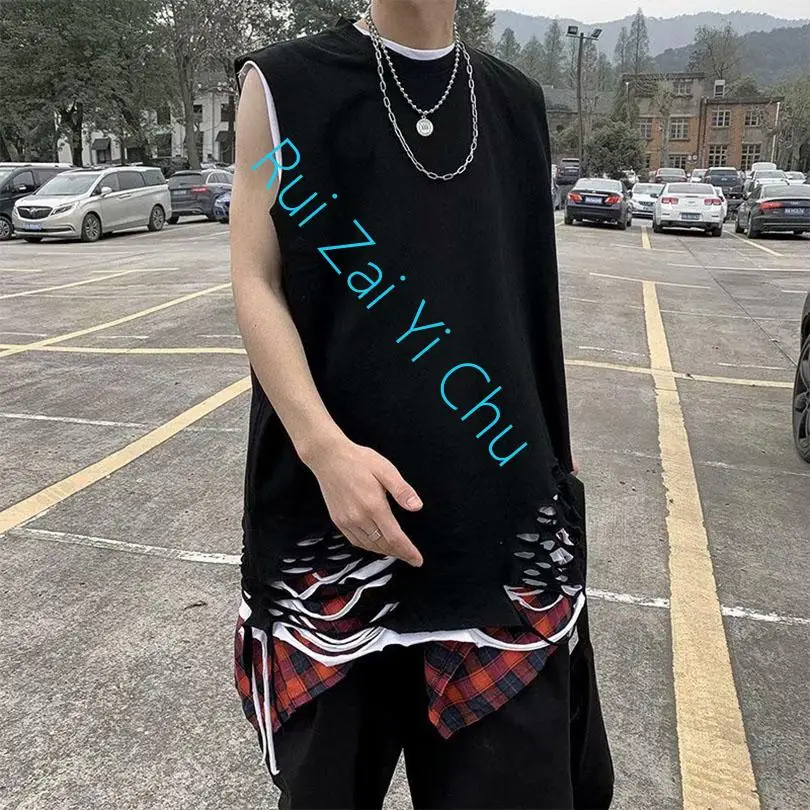 2023 Vintage Streetwearsummer Ripped Men's Tank Top Hole Sleeveless Shirt Men Braces T-Shirt Singlet Cotton Boys Tshirt
2023 Vintage Streetwearsummer Ripped Men's Tank Top Hole Sleeveless Shirt Men Braces T-Shirt Singlet Cotton Boys Tshirt
