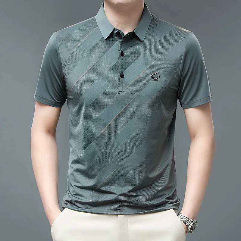 Summer New Short Sleevett-shirt Men's Lapel Business Plus Size Hong Kong Style Men's Ice Silk Breathable Thinpolotrendy Shirt
Summer New Short Sleevett-shirt Men's Lapel Business Plus Size Hong Kong Style Men's Ice Silk Breathable Thinpolotrendy Shirt