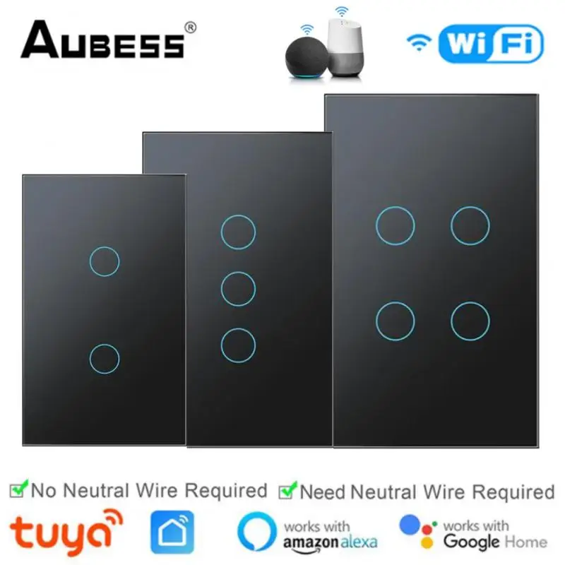 Умный сенсорный выключатель с Wi-Fi, не требуется нейтральный провод, выключатель для умного дома с 1/2/3 клавишами, поддержка Alexa Tuya Smart Life Control
Умный сенсорный выключатель с Wi-Fi, не требуется нейтральный провод, выключатель для умного дома с 1/2/3 клавишами, поддержка Alexa Tuya Smart Life Control