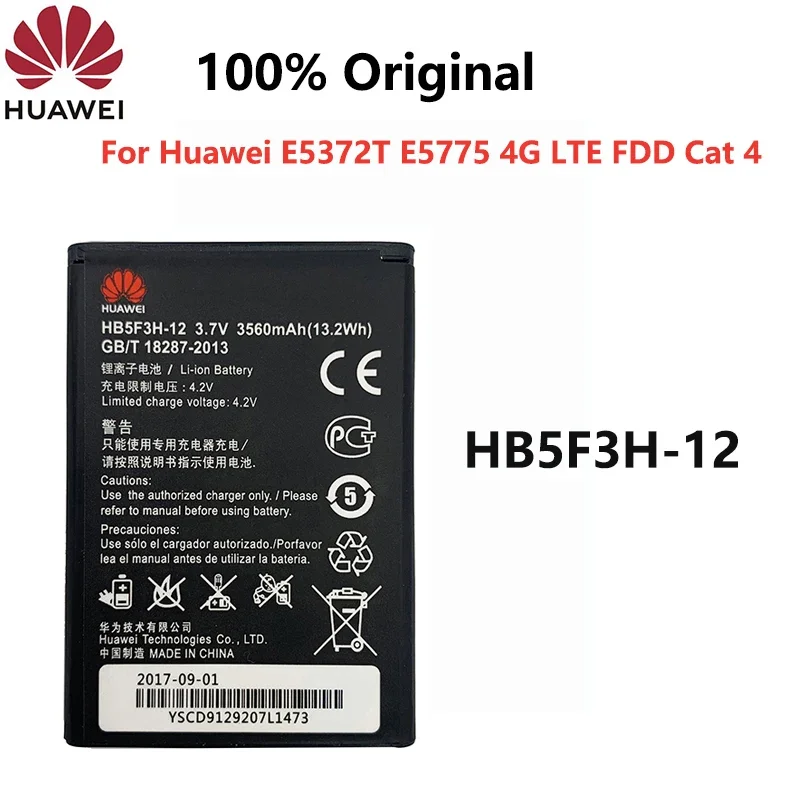 100% Orginal Hua wei HB5F3H 3560mAh Battery For Huawei E5372T E5775 4G LTE FDD Cat 4 WIFI Router HB5F3H-12 Batteries
100% Orginal Hua wei HB5F3H 3560mAh Battery For Huawei E5372T E5775 4G LTE FDD Cat 4 WIFI Router HB5F3H-12 Batteries