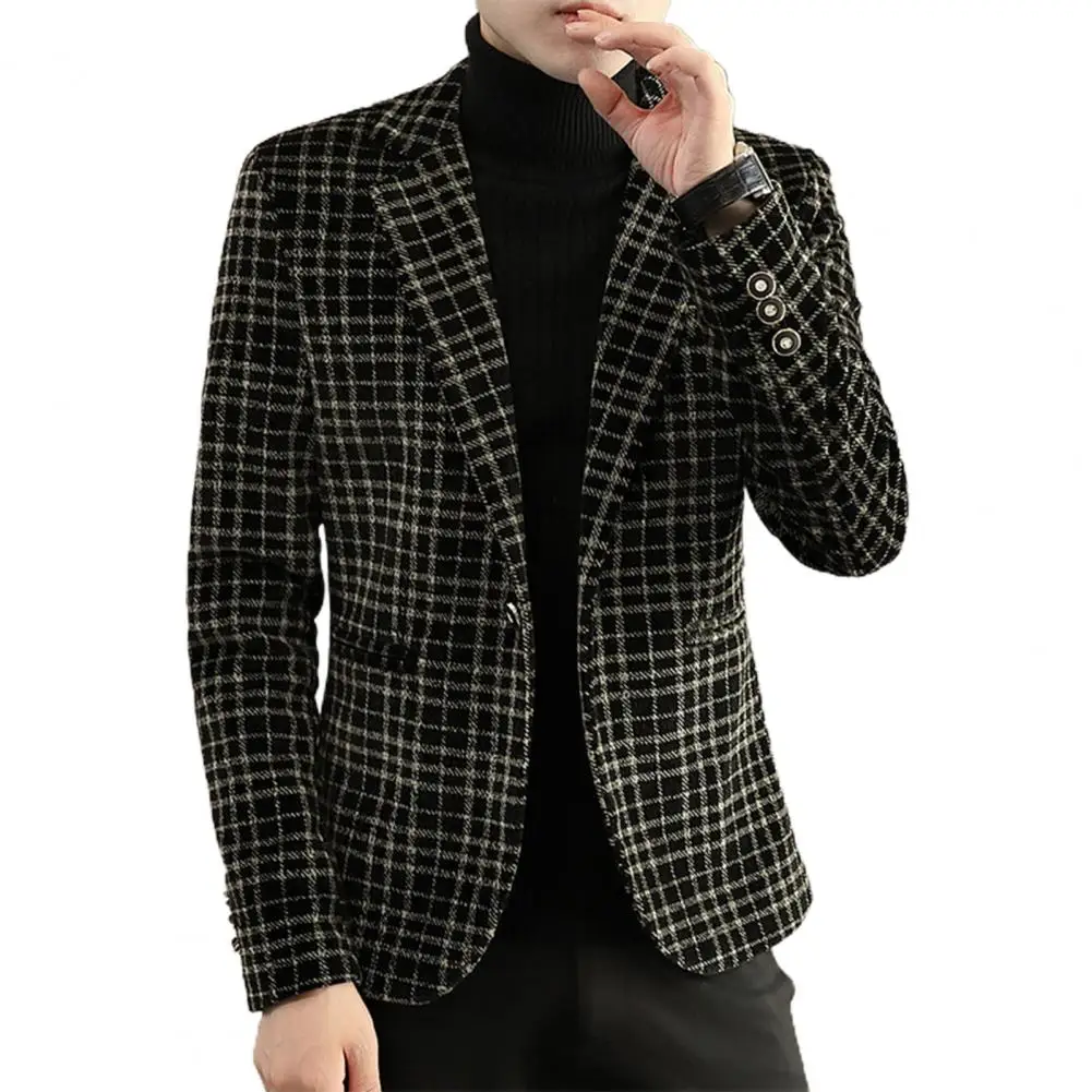 Casual Men Suit Coat Male Suit Jacket Slim Fit Checkered Single Button Blazer Fine Stitching
Casual Men Suit Coat Male Suit Jacket Slim Fit Checkered Single Button Blazer Fine Stitching