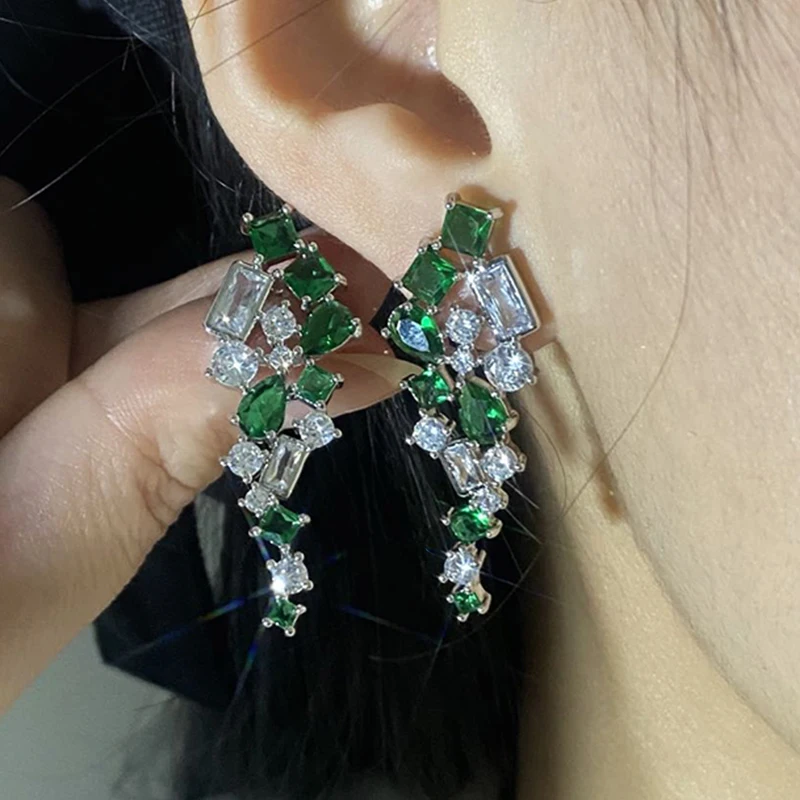 Zircon Dangle Earrings for Women Full Dazzling CZ High Quality Silver Plated Geometric Earrings Wedding Engagement Trend Jewelry
Zircon Dangle Earrings for Women Full Dazzling CZ High Quality Silver Plated Geometric Earrings Wedding Engagement Trend Jewelry