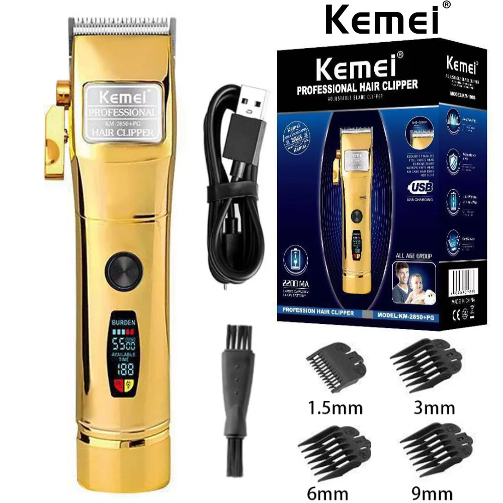 Kemei Professional hair clipper rechargeable hair clipper haircut machine 180min use LCD display oilhead clipper KM-2850+PG
Kemei Professional hair clipper rechargeable hair clipper haircut machine 180min use LCD display oilhead clipper KM-2850+PG