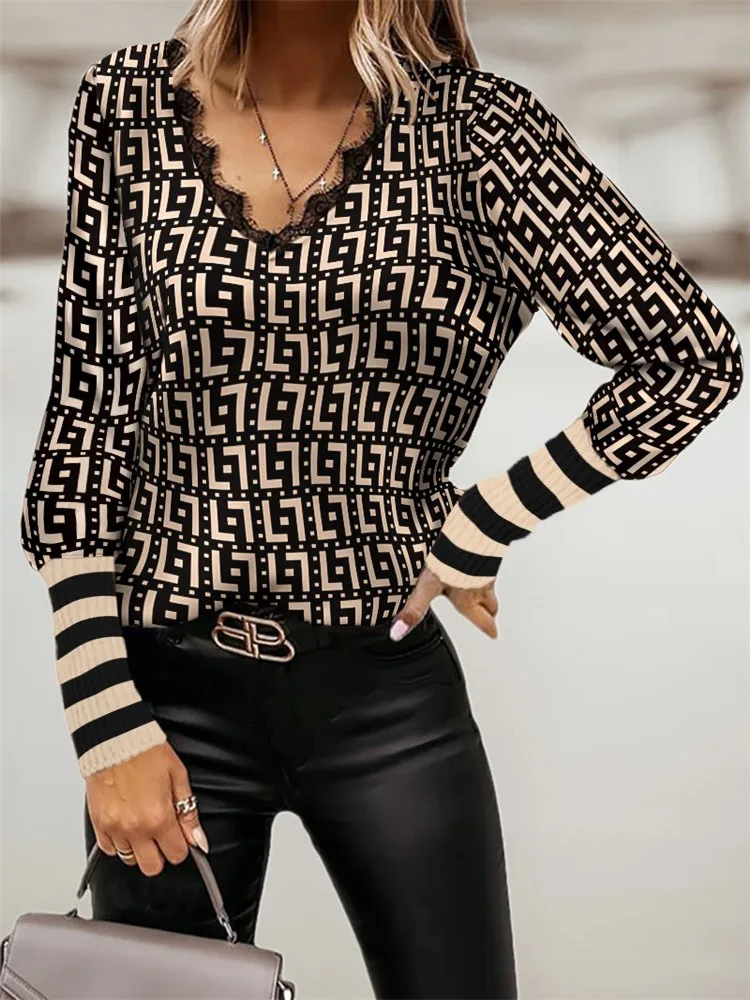 Fashion Woman TOP 2022 Y2k Clothes Geo Print Lace Trim Long Sleeve Top My orders Casual Ropa Mujer T Shirt Femme
Fashion Woman TOP 2022 Y2k Clothes Geo Print Lace Trim Long Sleeve Top My orders Casual Ropa Mujer T Shirt Femme