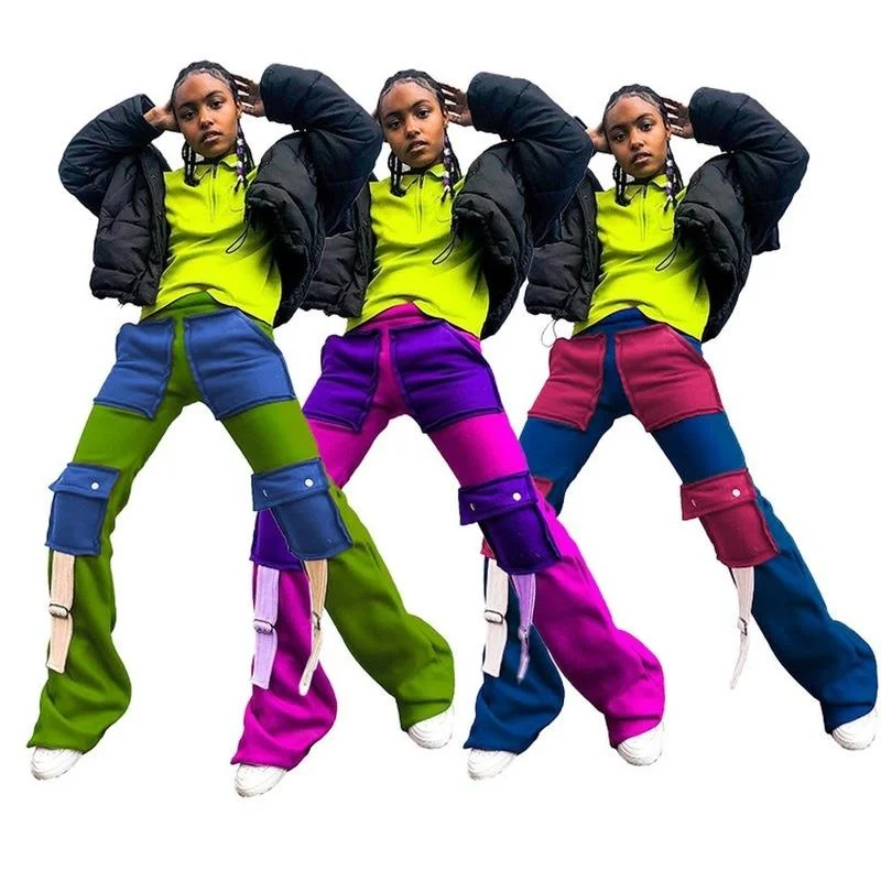 Women's Pants & Capris Cargo Pant Women Fashion Streetwear Color Block Patchwork High Waist Jogger Sweatpant Casual Pockets Bell
Women's Pants & Capris Cargo Pant Women Fashion Streetwear Color Block Patchwork High Waist Jogger Sweatpant Casual Pockets Bell