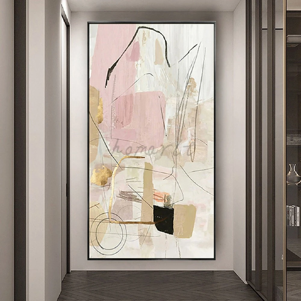 

Скандинавский креативный розовый золотой абстрактный холст картина на стену Искусство Картины Ручная роспись Современные Масляные картины декор гостиная крыльцо