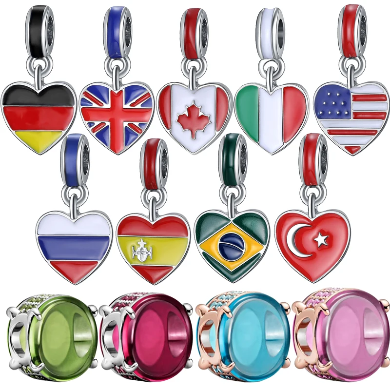 Newest Us UK Spain Germany Canada Flag Colorful Bead Pendant Fit Original Pandora Charms Silver Color Bracelet DIY Women Jewelry
Newest Us UK Spain Germany Canada Flag Colorful Bead Pendant Fit Original Pandora Charms Silver Color Bracelet DIY Women Jewelry