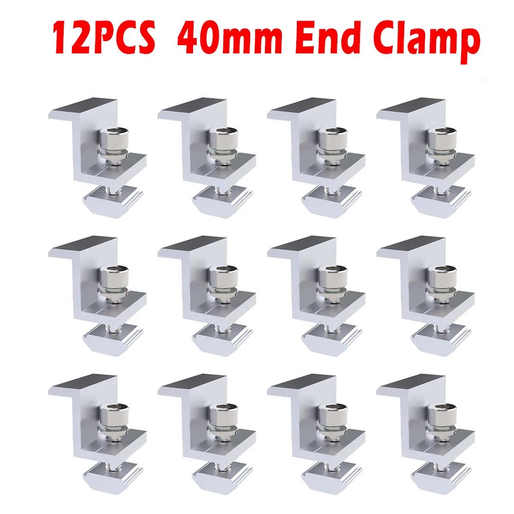 4/12Pcs Solar End Clamp Adjustable Solar Panel Mounting Bracket Clamp Silver Wide Photovoltaic Support Solar System Accessories
4/12Pcs Solar End Clamp Adjustable Solar Panel Mounting Bracket Clamp Silver Wide Photovoltaic Support Solar System Accessories