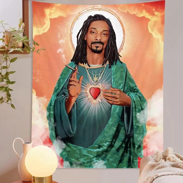 

Jesus Snoop Dogg Tapestry Hippie Art Aesthetics Home Decor Tapestry Kawaii Room Decoration Tapestries Religious Christmas Gift