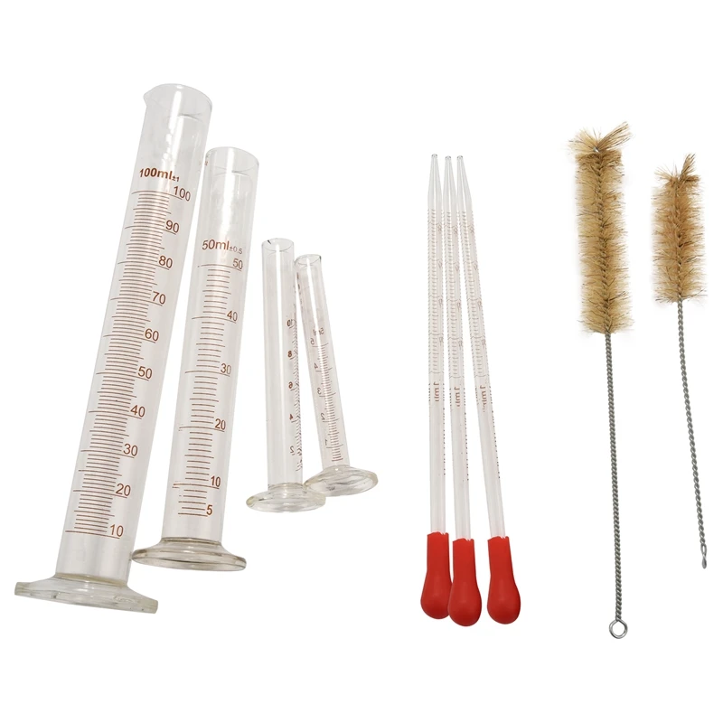 4 Measuring Cylinder - 5Ml, 10Ml, 50Ml, 100Ml - Premium Glass - Contains 2 Cleaning Brushes + 3 X 1Ml Glass Pipettes
4 Measuring Cylinder - 5Ml, 10Ml, 50Ml, 100Ml - Premium Glass - Contains 2 Cleaning Brushes + 3 X 1Ml Glass Pipettes