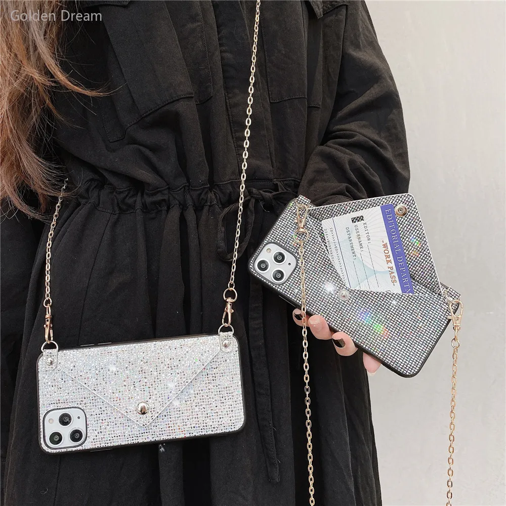 Fashion Lanyard Wallet Phone Case For iPhone 12 Pro 11 XS MAX XR X 7 8 Plus Glitter Bling Rhinestone Crossbody Chain Bag Cover
Fashion Lanyard Wallet Phone Case For iPhone 12 Pro 11 XS MAX XR X 7 8 Plus Glitter Bling Rhinestone Crossbody Chain Bag Cover