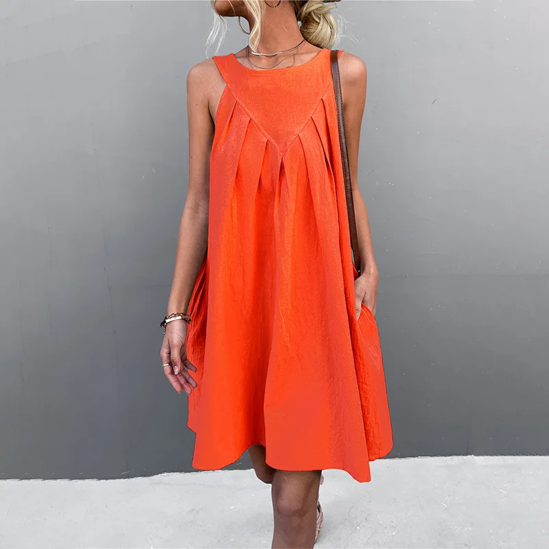 Женское плиссированное платье без рукавов, Повседневная Свободная юбка с лямкой на шее, для пляжа, вечеринки, свидания, на лето
Женское плиссированное платье без рукавов, Повседневная Свободная юбка с лямкой на шее, для пляжа, вечеринки, свидания, на лето