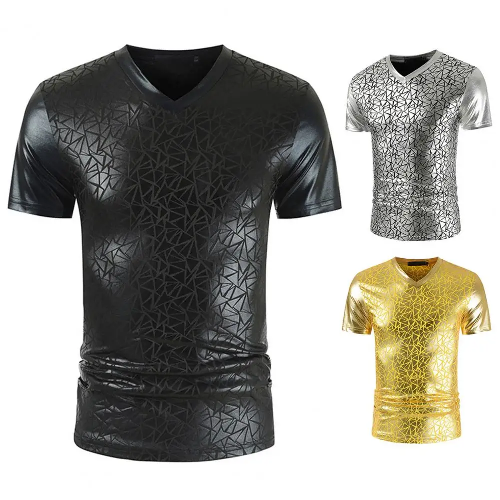 Geometric Print Smooth Surface Men T-shirt Summer V Neck Short Sleeve Top Stylish All Match Breathable Slim T-shirt for Dating
Geometric Print Smooth Surface Men T-shirt Summer V Neck Short Sleeve Top Stylish All Match Breathable Slim T-shirt for Dating