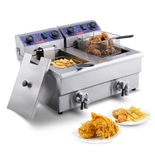 VEVOR Electric Deep Fryer w/Dual Removable Tanks 12L 5000W Commercial Countertop Fryer for Chicken French Fries Frying Chips