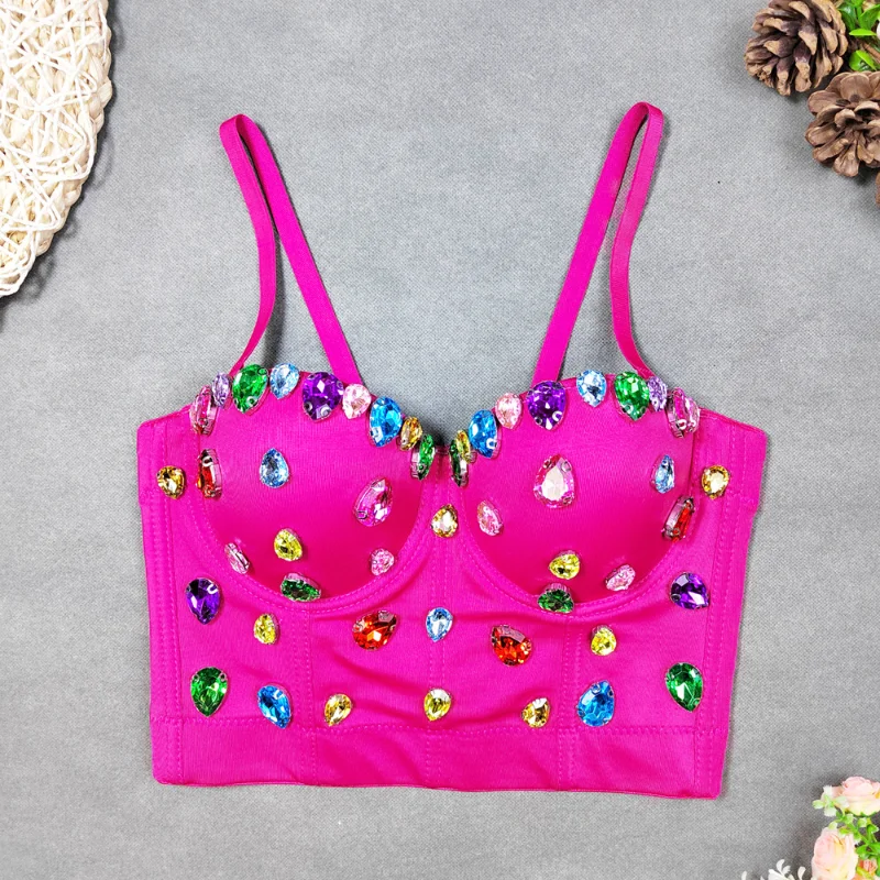 Hot Selling Corset Top Colorful Bead Fish Bone Suspender Blouse Short Fitting Corset Spicy Girl Gemstone Color Diamond Bra 2023
Hot Selling Corset Top Colorful Bead Fish Bone Suspender Blouse Short Fitting Corset Spicy Girl Gemstone Color Diamond Bra 2023