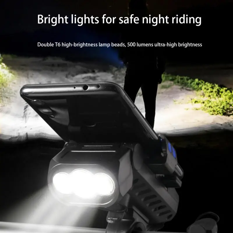 2022 New 4 In 1 Bicycle Light Front 2400 MAh USB Rechargeable Light 3 T6 LED Bicycle Lantern Mobile Phone Holder Bicycle Horn
2022 New 4 In 1 Bicycle Light Front 2400 MAh USB Rechargeable Light 3 T6 LED Bicycle Lantern Mobile Phone Holder Bicycle Horn