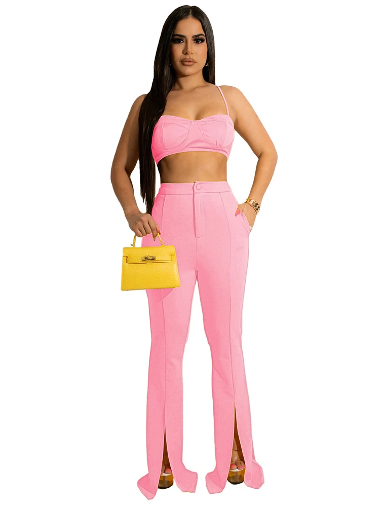 Two Piece Set Women Camisole Crop Tops High Waist Split Pant Suits Sets Summer New Solid Fashion Elegant Sexy Club Wear Outfits
Two Piece Set Women Camisole Crop Tops High Waist Split Pant Suits Sets Summer New Solid Fashion Elegant Sexy Club Wear Outfits