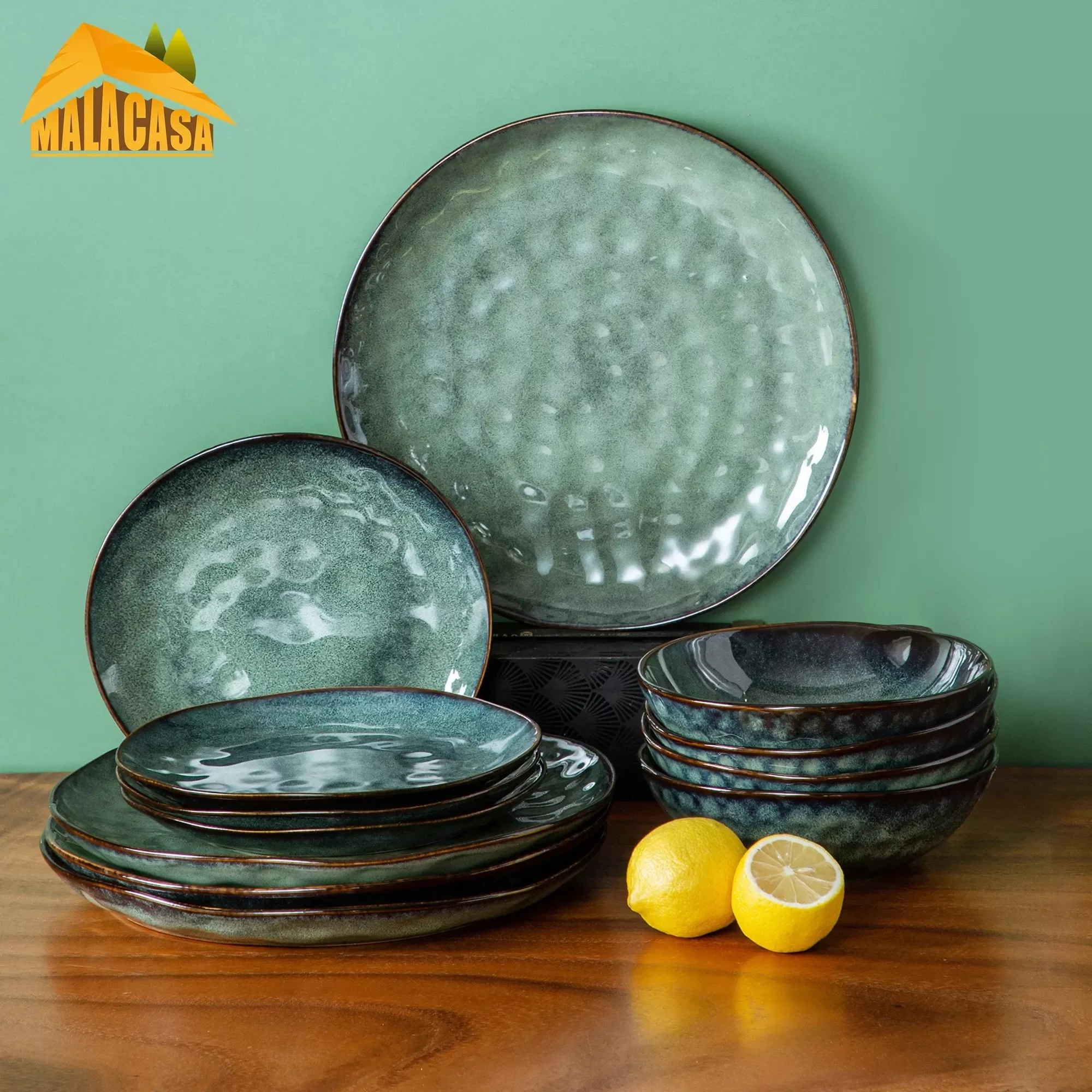 Starry 12/24/36-Piece Dinner Set Vintage Look Ceramic Green Stoneware Tableware Set with Dinner,Dessert Plate,Bowl
Starry 12/24/36-Piece Dinner Set Vintage Look Ceramic Green Stoneware Tableware Set with Dinner,Dessert Plate,Bowl