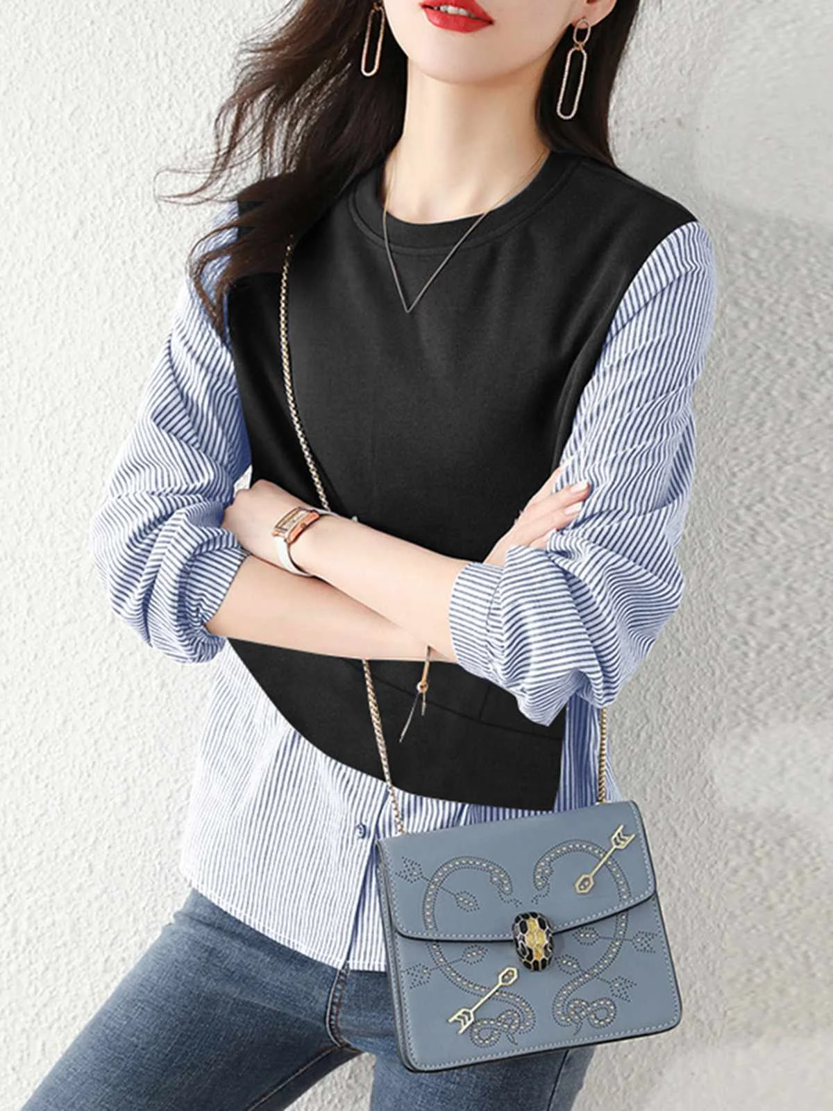 ZANZEA Autumn Long Sleeve O-Neck Blusas Stripe Patchwork Blouse Female Stylish Causal Women's Tops Elegant Vintage Office Shirts
ZANZEA Autumn Long Sleeve O-Neck Blusas Stripe Patchwork Blouse Female Stylish Causal Women's Tops Elegant Vintage Office Shirts
