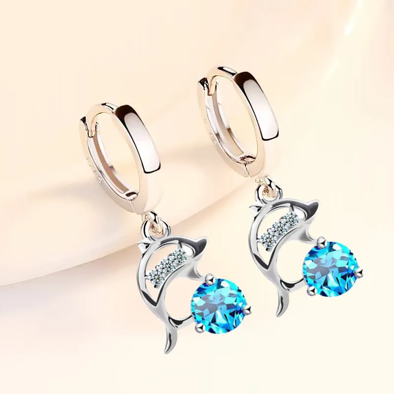 S925 Sterling Silver Trendy Women's Fashion Jewelry Earrings Blue Crystal Pink Zircon Dolphin Long Tassel
S925 Sterling Silver Trendy Women's Fashion Jewelry Earrings Blue Crystal Pink Zircon Dolphin Long Tassel