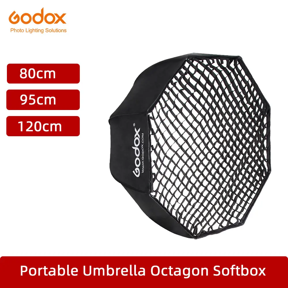 

Godox Portable 80cm 95cm 120cm Reflector Softbox Umbrella Softbox + Honeycomb Grid for Flash Speedlight